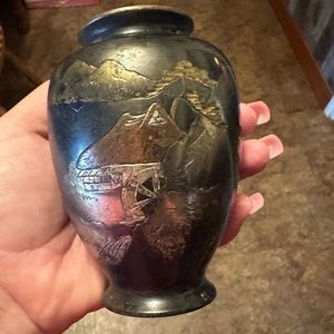 Metal Japanese art. Mount Fugi ...Vintage.